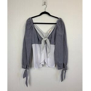 Stone Cold Fox Bow Tie Front Layered Gingham Babygirl Top Small